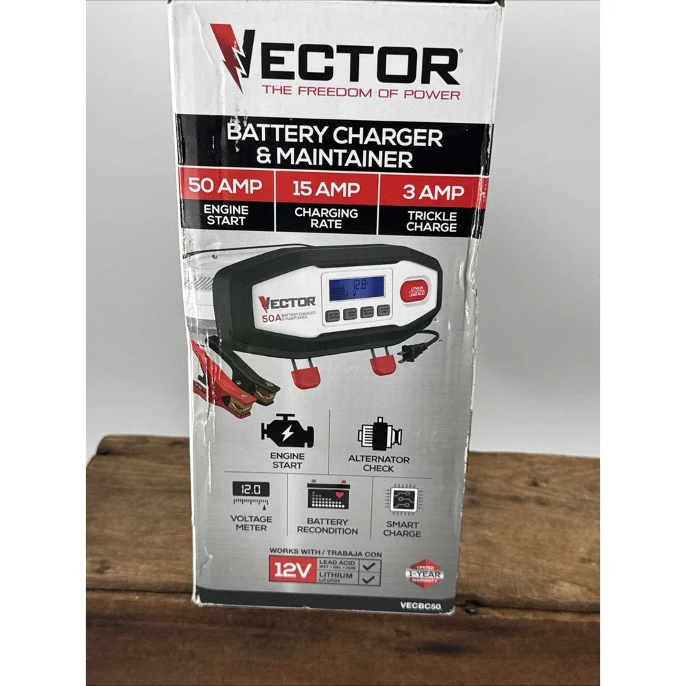 VECTOR VECBC50 12V 50/15/3 Amp Lithium / Lead Acid Battery Charger/Maintainer